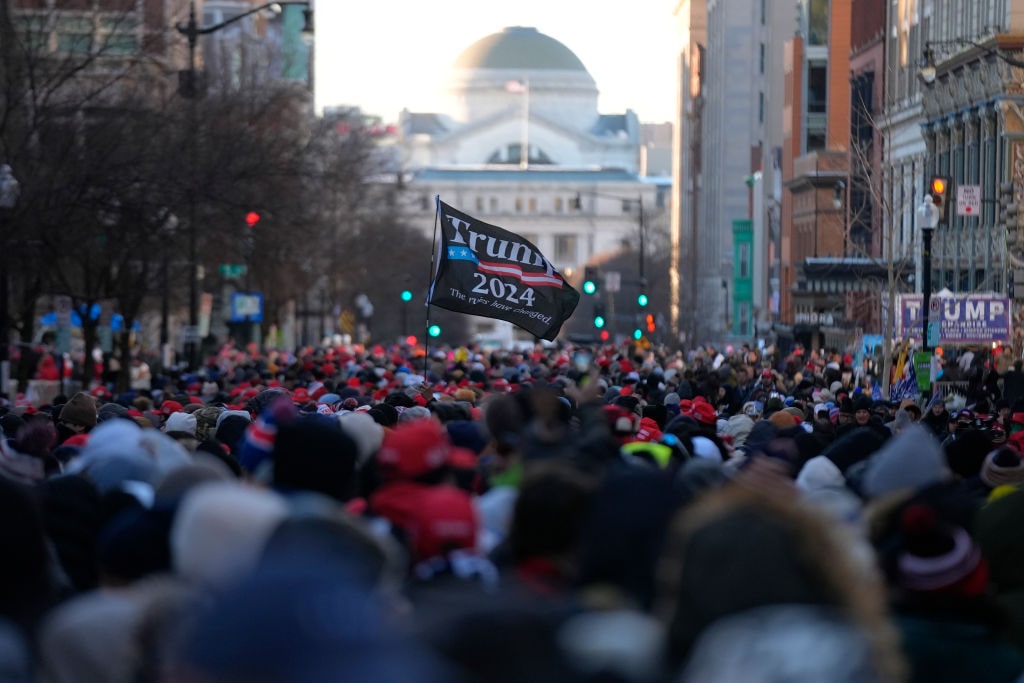 The Inauguration Of Donald J. Trump As The 47th PresidentWASHINGTON, DC - JANUARY 20: Supporters of President-elect Donald Trump await his inauguration on January 20, 2025 in Washington, DC. Donald Trump takes office for his second term as the 47th president of the United States. (Photo by Bryan Woolston/Getty Images)